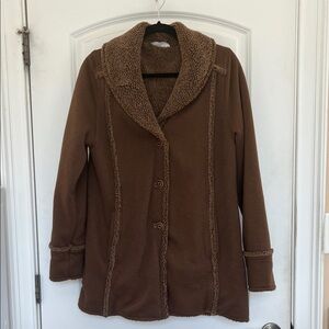Eddie Bauer Women's Brown Sherpa-Trim Teddy Jacket